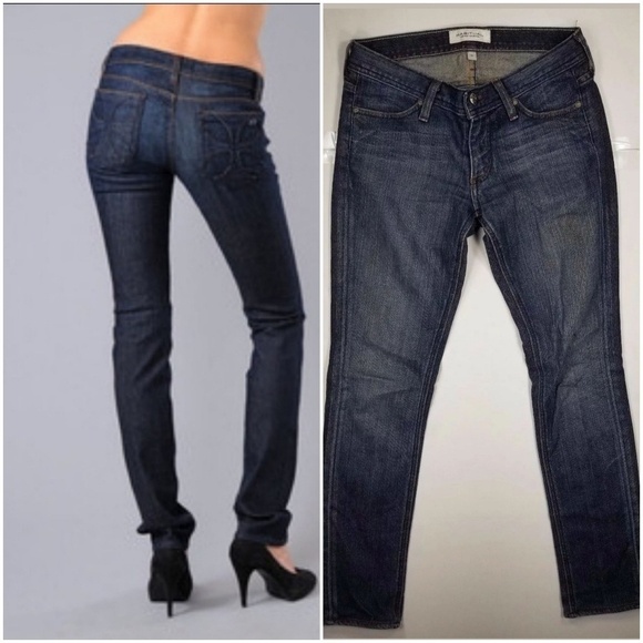 Habitual Sz 26 Jeans Slim Straight Leg Low Rise Dark Wash Y2K 90s - Picture 1 of 8